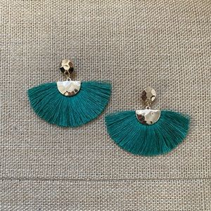 Green Fringe Fan Earrings